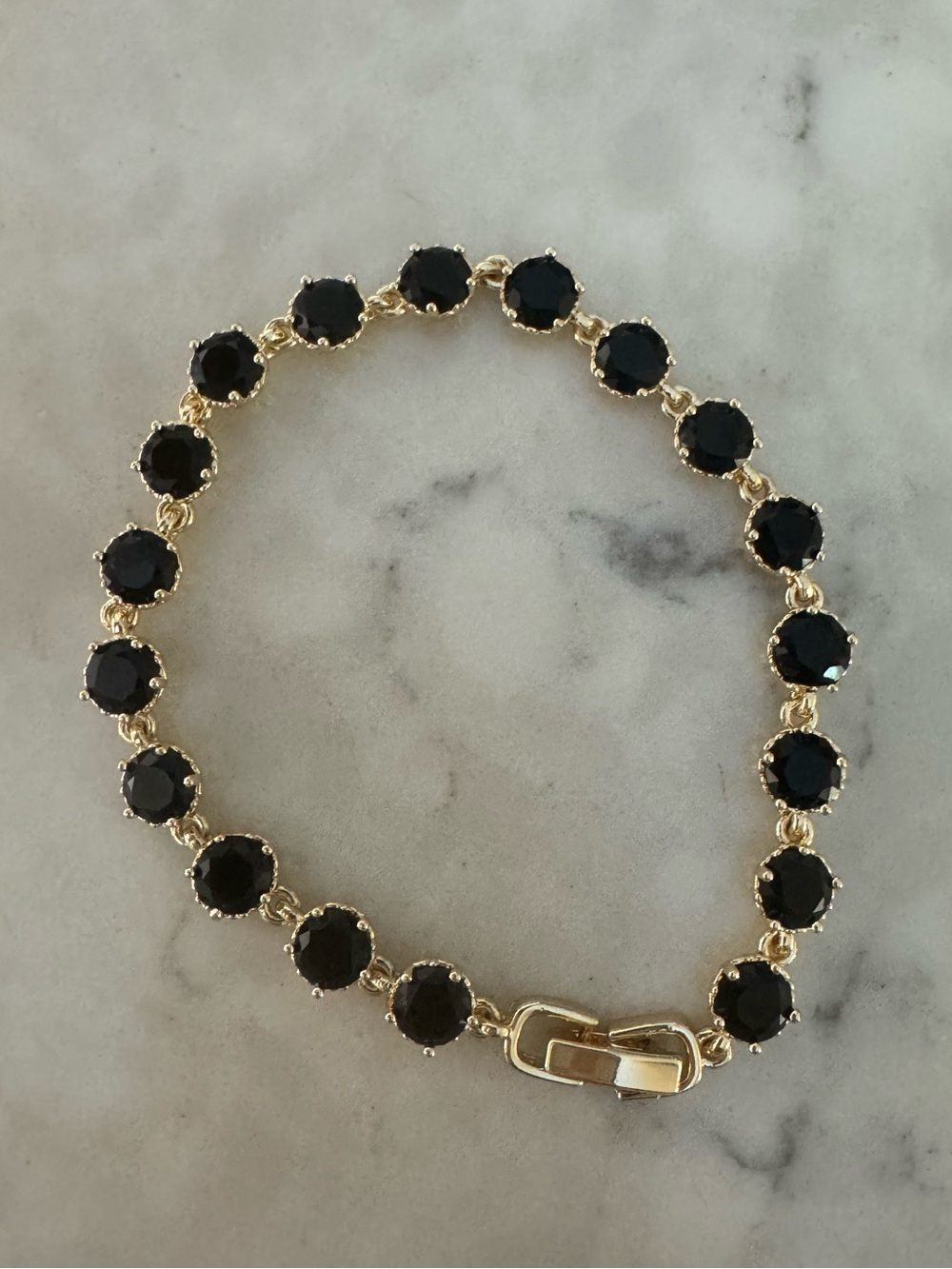Adina Eden Gold Bracelet with Black Gemstones - Women's Jewelry